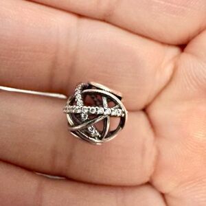 Pandora Sterling Silver Round Bead Charm with Stones